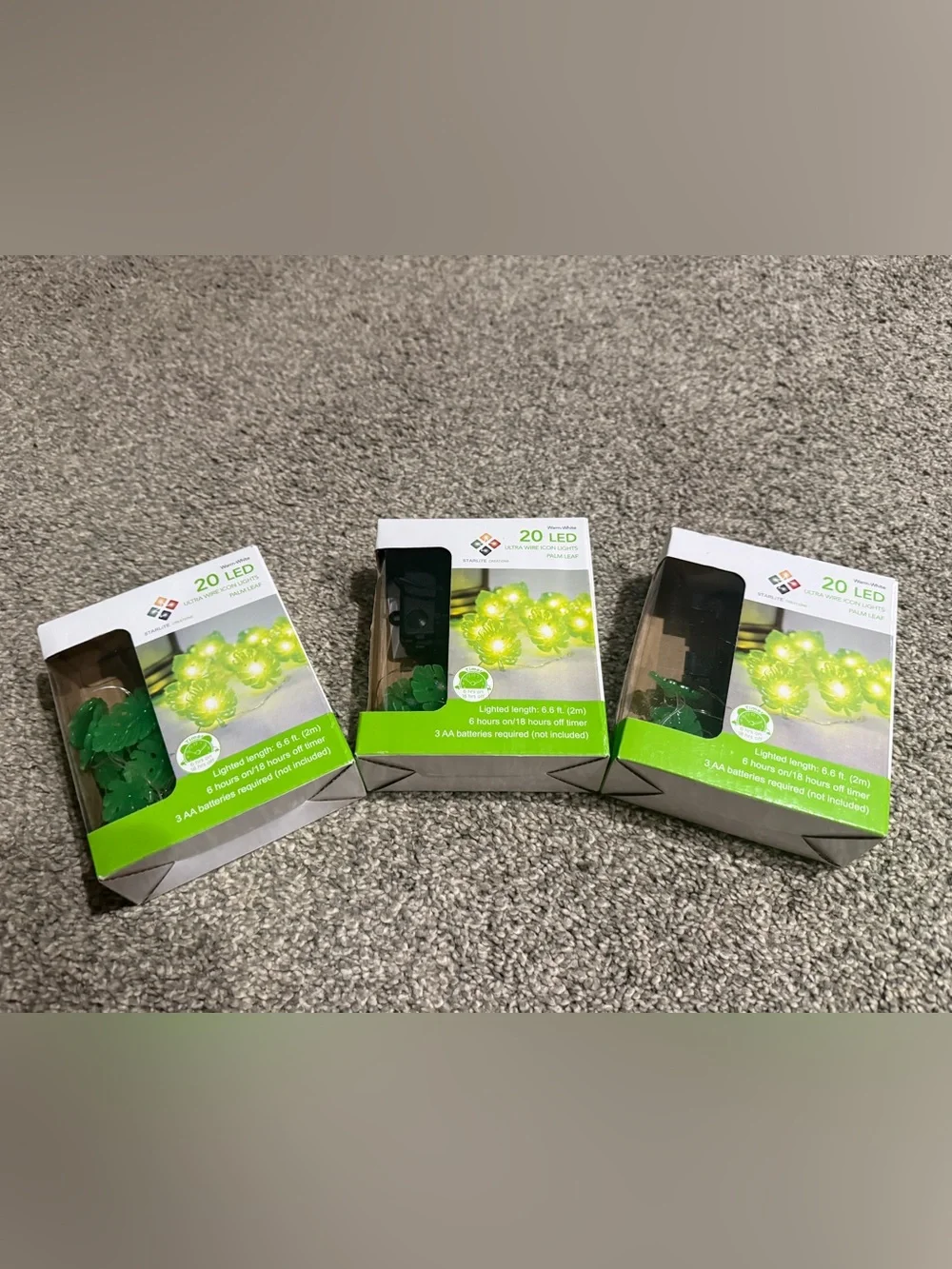 Green LED Shamrock String Lights Battery powered - Pack of 3